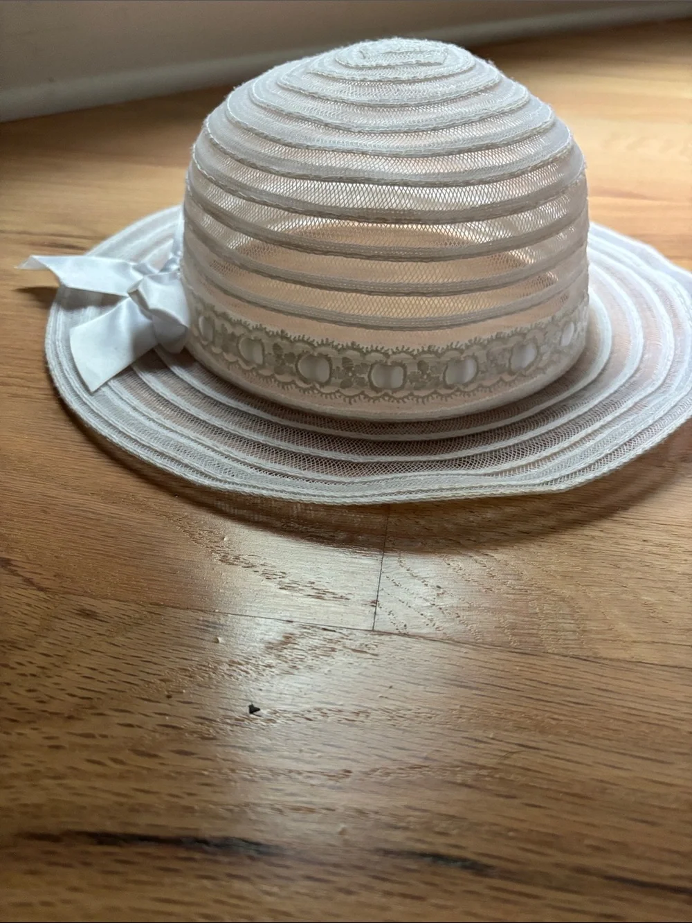 White Ribbon Sun Hat for Girls - Lightweight Breathable Design
